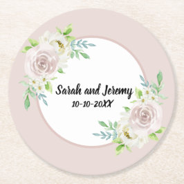 Porta-copo De Papel Redondo Casamento Romântico de Rosa de Mola Floral Moluva 