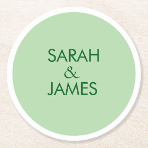 PORTA-COPO DE PAPEL REDONDO CASAMENTO VERDE NOME PERSONALIZADO MINIMALISTA CHI