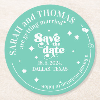 Porta-copo De Papel Redondo Casamento verde verde-limo moderno de 70 anos salv