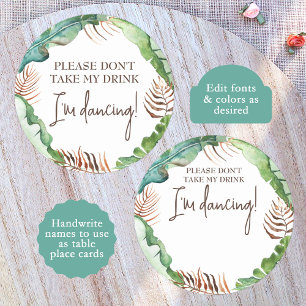 Porta-copo De Papel Redondo Castanho Tropical Russo, Nome de etiqueta de Cartã