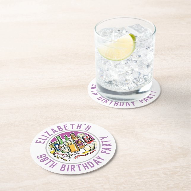 Porta-copo De Papel Redondo Celebração do Aniversário da 90 (Insitu)