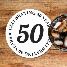 Porta-copo De Papel Redondo Celebrando 50 anos Cinquenta e cinquenta e cinquen