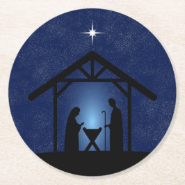 Porta-copo De Papel Redondo Cena de Natal Religiosa