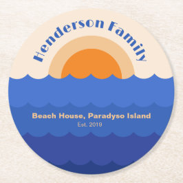 Porta-copo De Papel Redondo Cena minimalista do pôr do sol oceânico