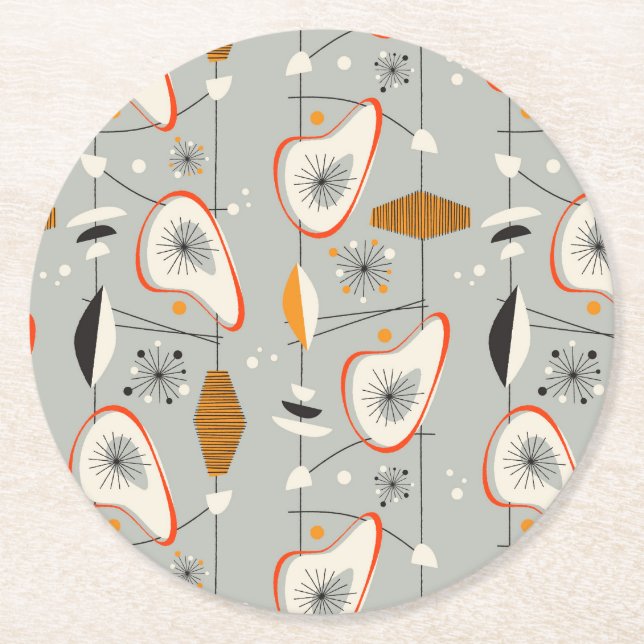 Porta-copo De Papel Redondo Cerceta geométrica & teste padrão azul (Frente)