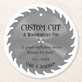 Porta-copo De Papel Redondo Cerveja de Lâmina de Serra do Carpinteiro Woodwork
