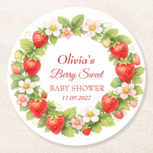 Porta-copo De Papel Redondo Chá de Bebê Berry Sweet Morango Menina Menino