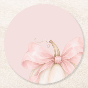 Porta-copo De Papel Redondo Chá de Bebê Menina Arco Rosa Abóbora Aquarela