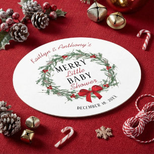 Porta-copo De Papel Redondo Chá de Bebê Natal Alegre
