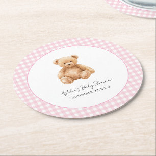Porta-copo De Papel Redondo Chá de Bebê Urso Teddy Clássico Elegante