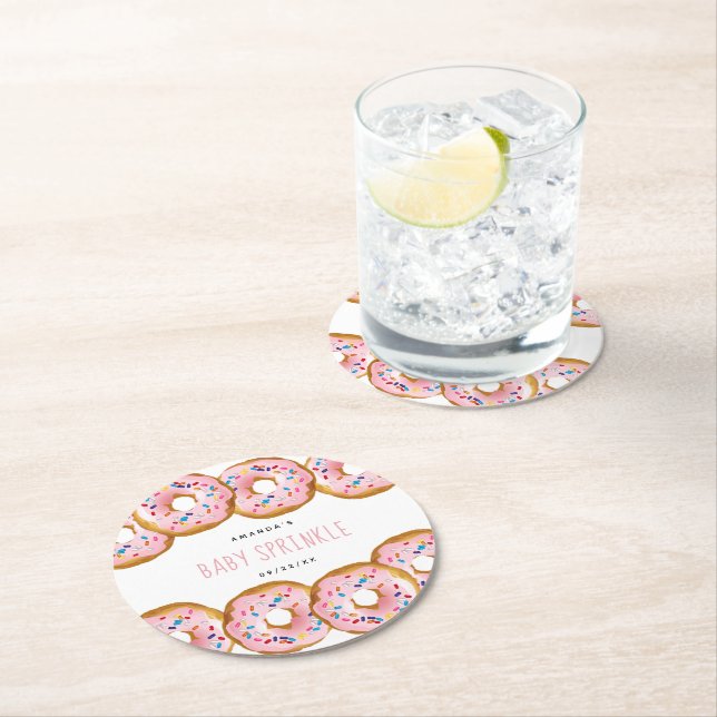 Porta-copo De Papel Redondo Chá de fraldas das raparigas Rosquinhas modernas (Insitu)