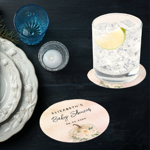 Porta-copo De Papel Redondo Chá de fraldas de abóbora creme rosa ouro