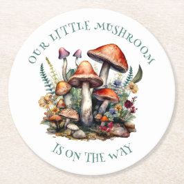 Porta-copo De Papel Redondo Chá de fraldas de Cogumelos Florestais Encantados
