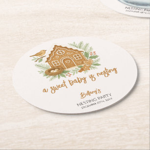 Porta-copo De Papel Redondo Chá de fraldas de nidificação de inverno de algodã