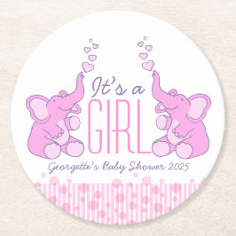 Porta-copo De Papel Redondo Chá de fraldas dois elefantes é uma porta copos me