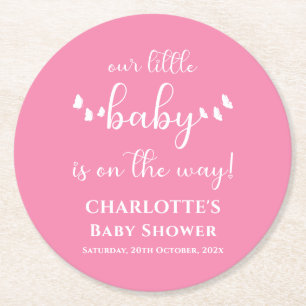 Porta-copo De Papel Redondo Chá de fraldas Mínimo Moderno de Caligrafia da Bor