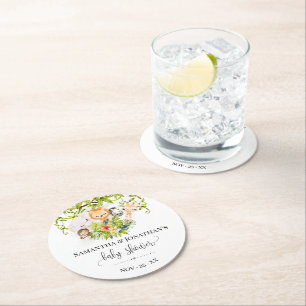 Porta-copo De Papel Redondo Chá de fraldas Tropical Selvagem de Bebês Selvag