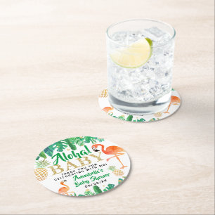 Porta-copo De Papel Redondo Chá de fraldas Tropical Summer Beach Luau Boys