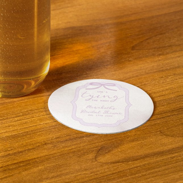 Porta-copo De Papel Redondo Chá de Noiva Aquarela com Laço Roxo (Criador carregado)