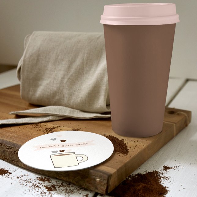 Porta-copo De Papel Redondo Chá de Noiva de Café (Criador carregado)