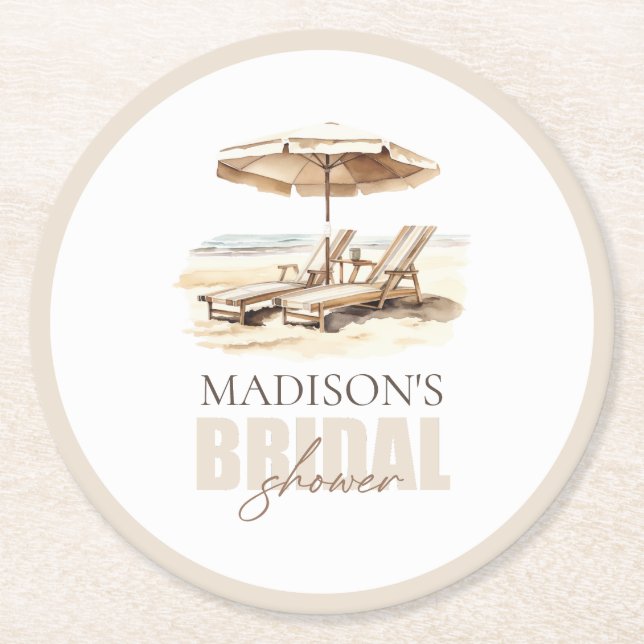 Porta-copo De Papel Redondo Chá de panela de praia personalizado (Frente)