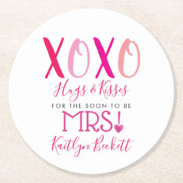 Porta-copo De Papel Redondo Chá de panela do Dia de os namorados Hugs & Kisses