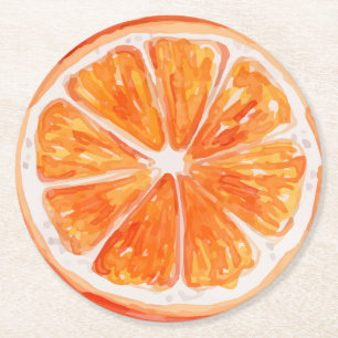 Porta-copo De Papel Redondo Chá de panela do tema Citrus com fatia Laranja
