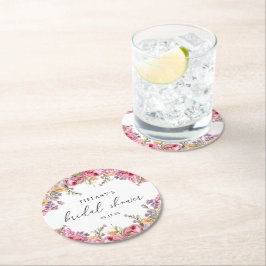 Porta-copo De Papel Redondo Chá de panela Floral de Peões Rosa Modernos