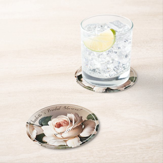 Porta-copo De Papel Redondo Chá Rosa Noiva Shower (Insitu)