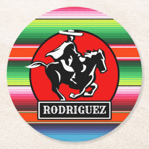 Porta-copo De Papel Redondo Charro Horse, nome personalizado, sérvia mexicana
