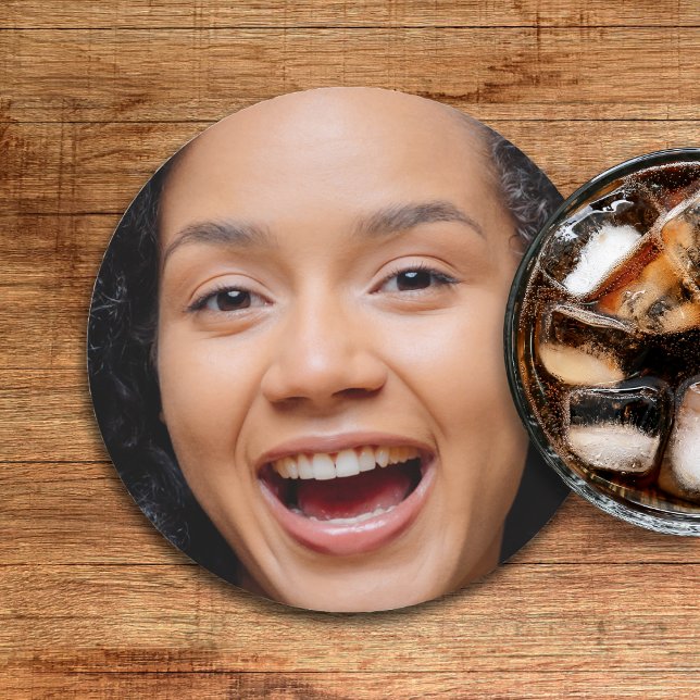 Porta-copo De Papel Redondo Cheio Divertido Face Fechar Foto Selfie (Fun Full Face Close Up Selfie Photo Round Paper Coaster
)