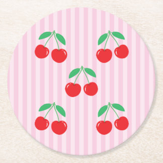 Porta-copo De Papel Redondo Cherry Paper Round Coasters