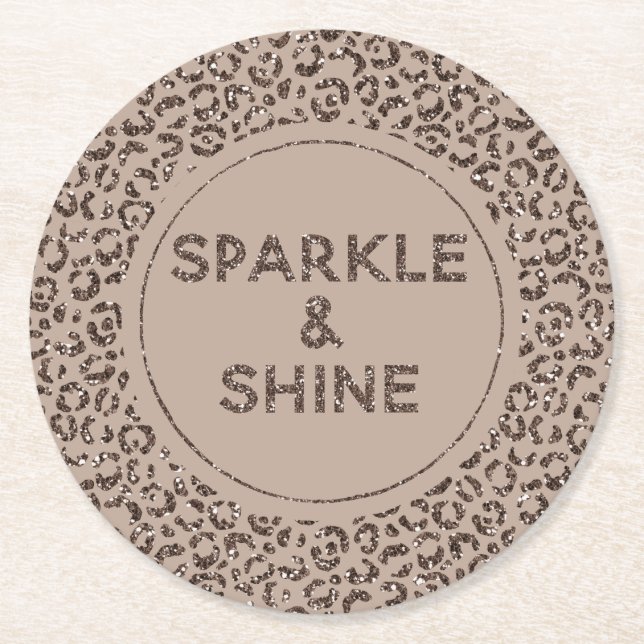 Porta-copo De Papel Redondo Chocolate Castanho Mocha Creme Leopardo Brilho (Frente)