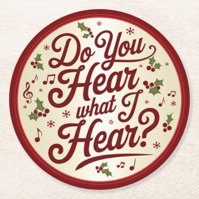 Porta-copo De Papel Redondo  Christmas Lyric Coaster (Frente)