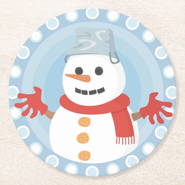 PORTA-COPO DE PAPEL REDONDO CHRISTMAS WINTER SNOWMAN (Frente)