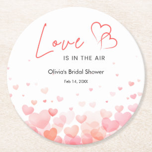 Porta-copo De Papel Redondo Chuva de Amor Rosa e Vermelho Chá de Noiva 