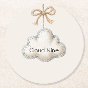Porta-copo De Papel Redondo Chuva de Azul Creme Baby Shower Nove