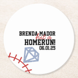 Porta-copo De Papel Redondo Chuva de Brilho no Casamento de Beisebol Esportivo