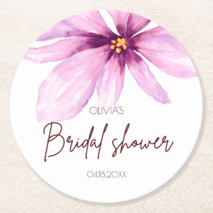 Porta-copo De Papel Redondo Chuva de Noiva Minimalista elegante Flor Rosa