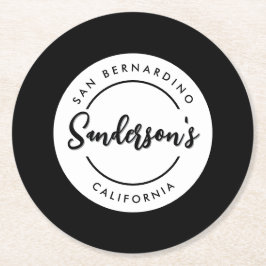 Porta-copo De Papel Redondo Cidade Branca Preta Local Local Local Nome Circula