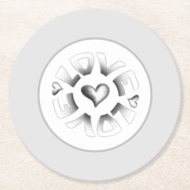 Porta-copo De Papel Redondo Cinza de amor