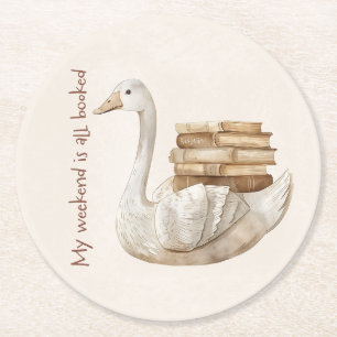 Porta-copo De Papel Redondo Cisne Caprichoso Com Livros