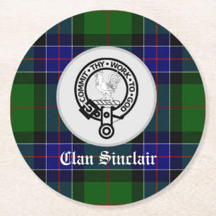 Porta-copo De Papel Redondo Clan Sinclair Tartan & Crest Crachá