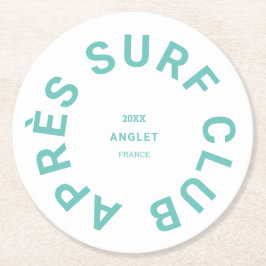 Porta-copo De Papel Redondo Clube Après Surf Turquesa Crest Social dos Surfist