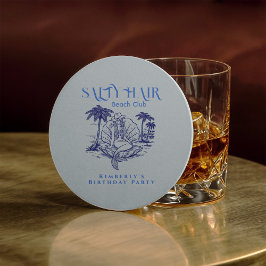 Porta-copo De Papel Redondo Coastal Mermaid Blue Cowgirl Birthday Party