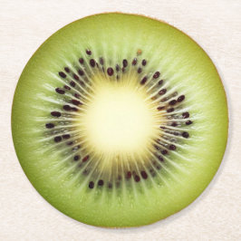 Porta-copo De Papel Redondo Coaster de Bebidas com Fatia Ultra Realismo Kiwi