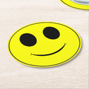Porta-copo De Papel Redondo Coasters de Bebida de Papel de Rosto Amarelo
