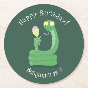 Porta-copo De Papel Redondo Cobra verde engraçada com desenho de maraca de des