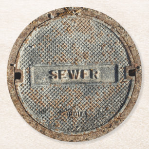 Porta-copo De Papel Redondo Cobrir de câmara de visita da cidade do esgoto