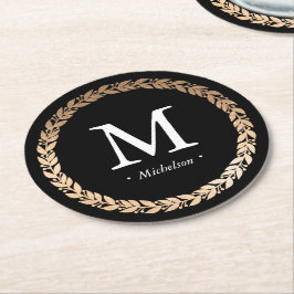 Porta-copo De Papel Redondo Cocktail Gilded Garland Monogrammed